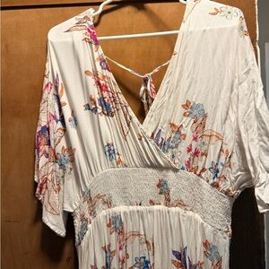 Chic Soul Floral Maxi Dress - White and Multicolor